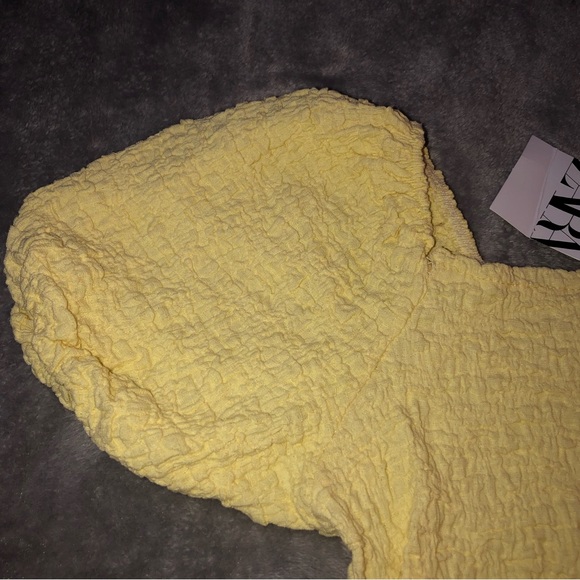 NEW Pale Yellow Zara Textured Weave Dress - Picture 6 of 12